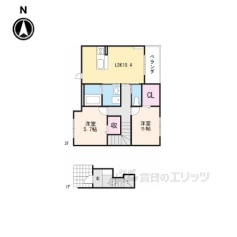 東近江市八日市野々宮町のアパートの間取り