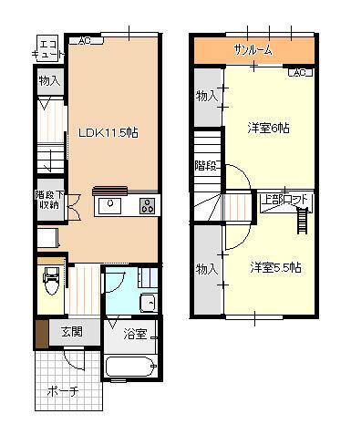 富山市婦中町田島のアパートの間取り