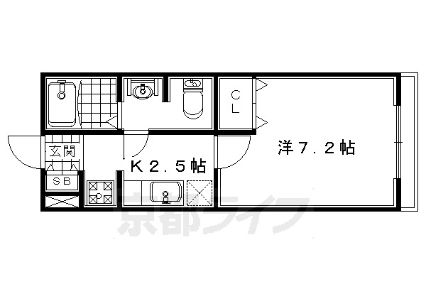 宇治市槇島町のアパートの間取り