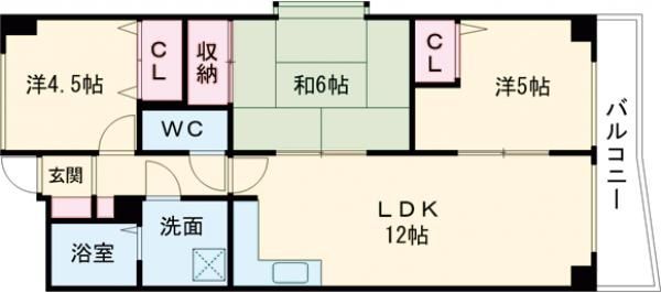 香芝市瓦口のマンションの間取り