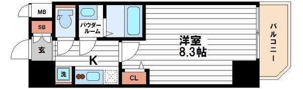 【プレサンス谷町九丁目駅前の間取り】