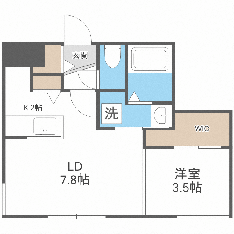 札幌市北区北二十二条西のマンションの間取り