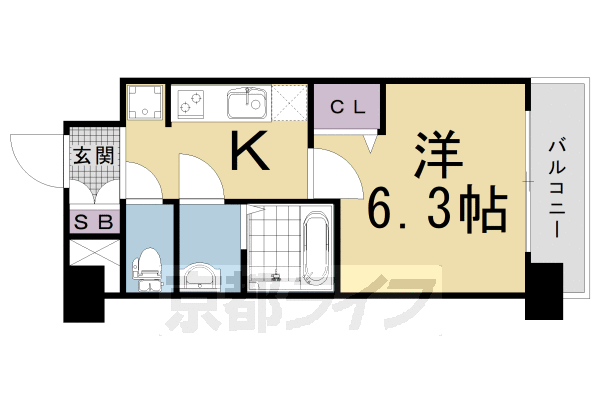 京都市下京区西七条西石ケ坪町のマンションの間取り