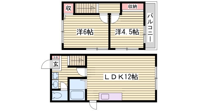 【明石市東野町貸家の間取り】