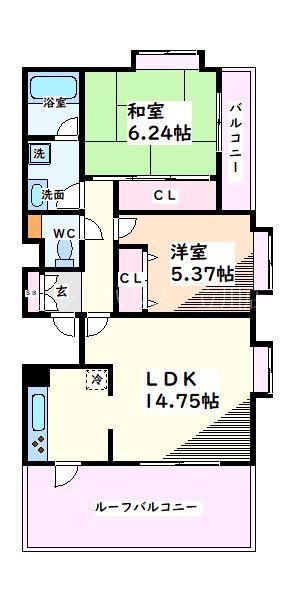 昭島市緑町のマンションの間取り