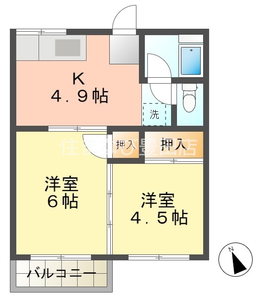 ハイツ東新A棟の間取り写真