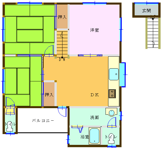 呉市三条のアパートの間取り