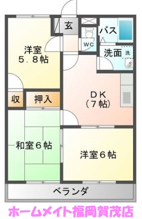 福岡市早良区野芥のマンションの間取り