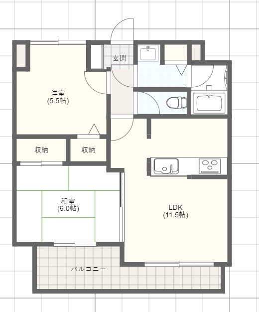 加古川市加古川町美乃利のマンションの間取り