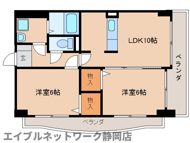 静岡市駿河区用宗のマンションの間取り