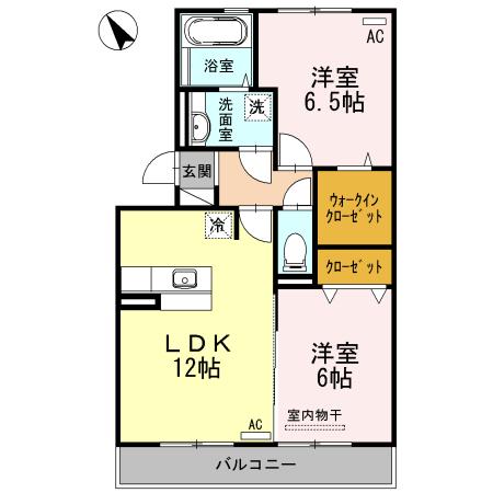 福山市水呑町のアパートの間取り