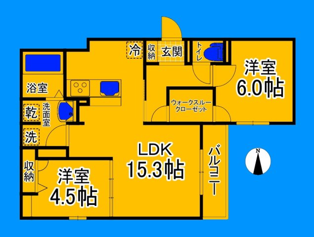 大阪市住吉区山之内のアパートの間取り