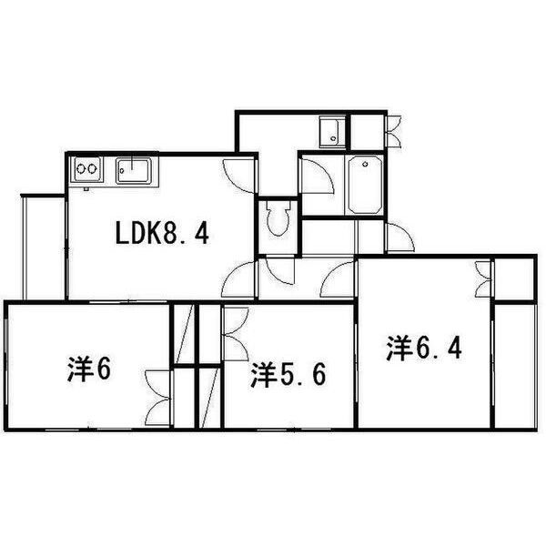 札幌市中央区南二十四条西のマンションの間取り