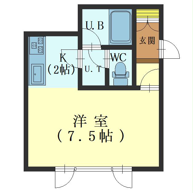 北斗市七重浜のアパートの間取り