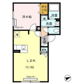 函館市山の手のアパートの間取り