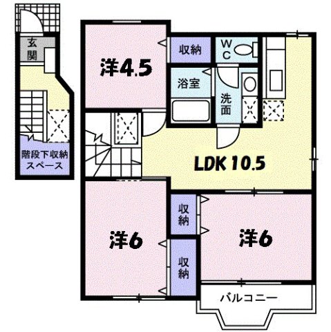 神戸市北区有野町二郎のアパートの間取り