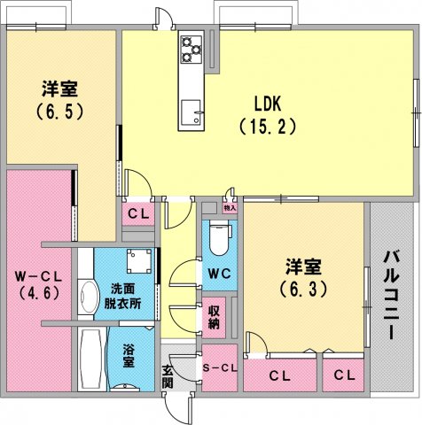 神戸市灘区大内通のマンションの間取り