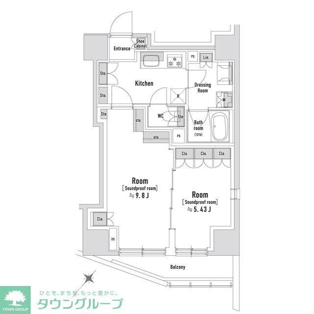 中央区八丁堀のマンションの間取り