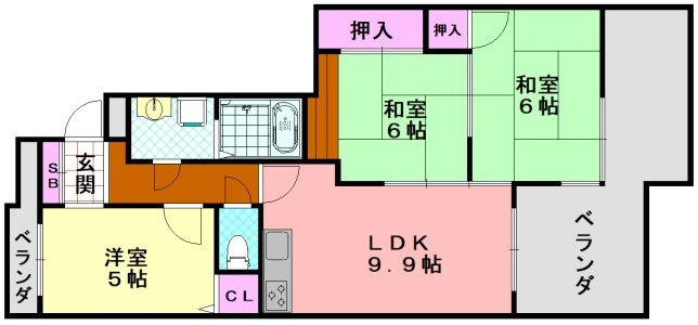 大阪市平野区加美西のマンションの間取り