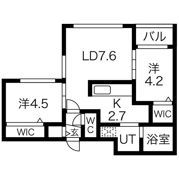 札幌市東区北七条東のマンションの間取り