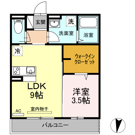 福山市神辺町大字新徳田のアパートの間取り