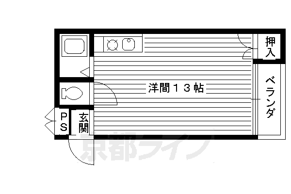 京都市左京区田中北春菜町のマンションの間取り