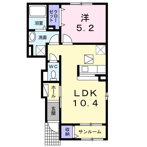 新潟市秋葉区秋葉のアパートの間取り