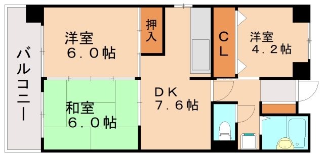 福岡市南区柳河内のマンションの間取り