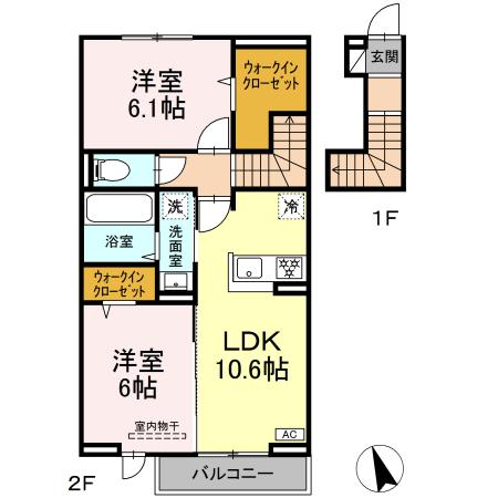 倉敷市茶屋町のアパートの間取り