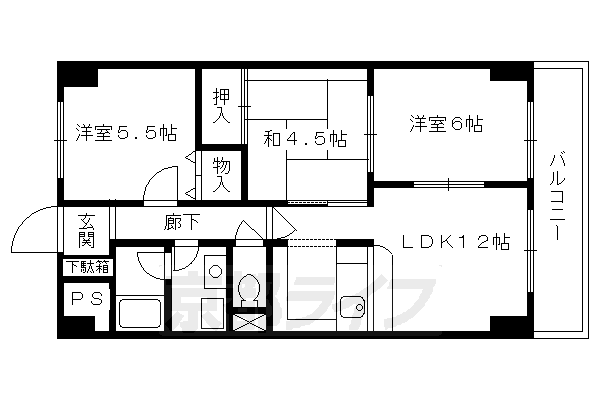 京都市伏見区竹田北三ツ杭町のマンションの間取り