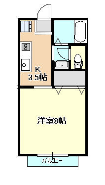 岡山市東区宍甘のアパートの間取り