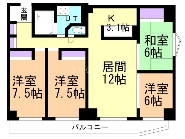 札幌市白石区菊水一条のマンションの間取り