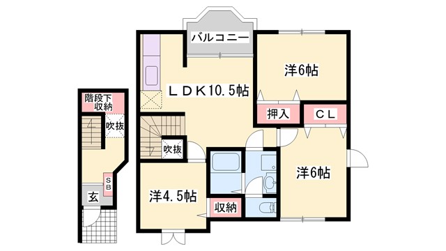 加古郡播磨町二子のアパートの間取り