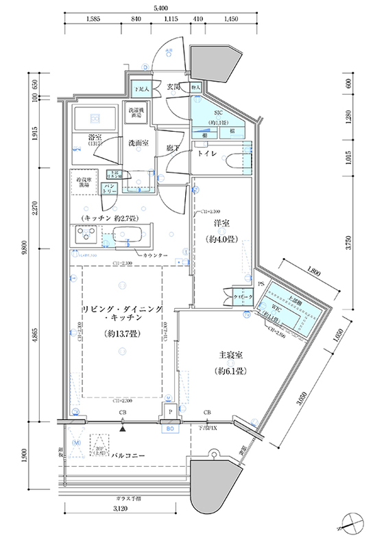 中央区勝どきのマンションの間取り