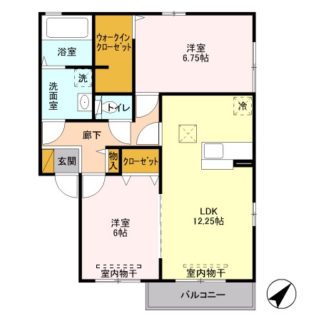 高崎市東貝沢町のアパートの間取り