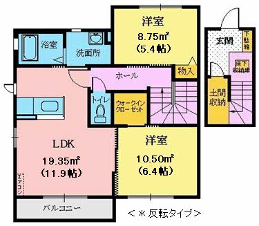 仙台市太白区東中田のアパートの間取り