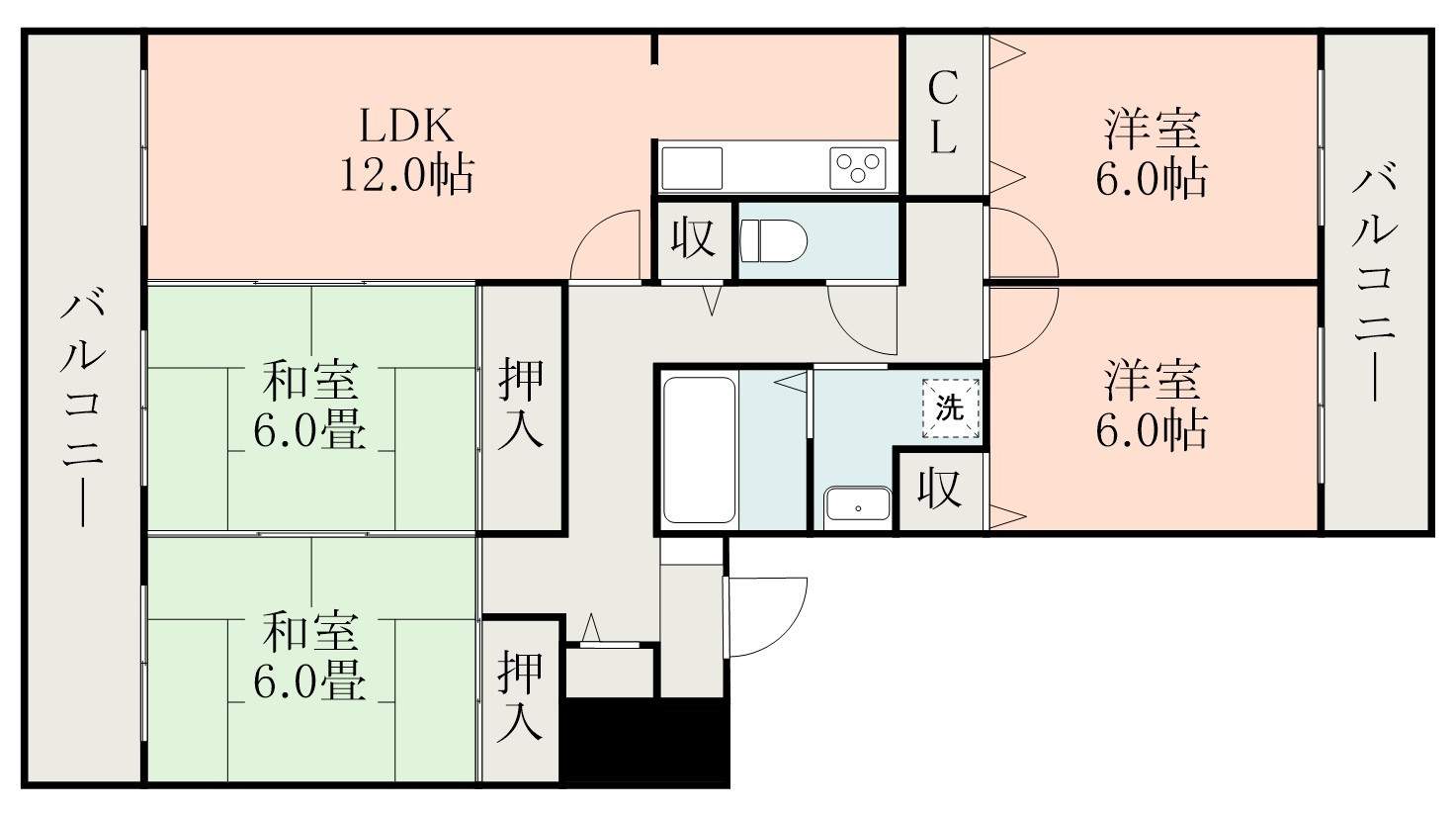 鹿児島市鴨池新町のマンションの間取り