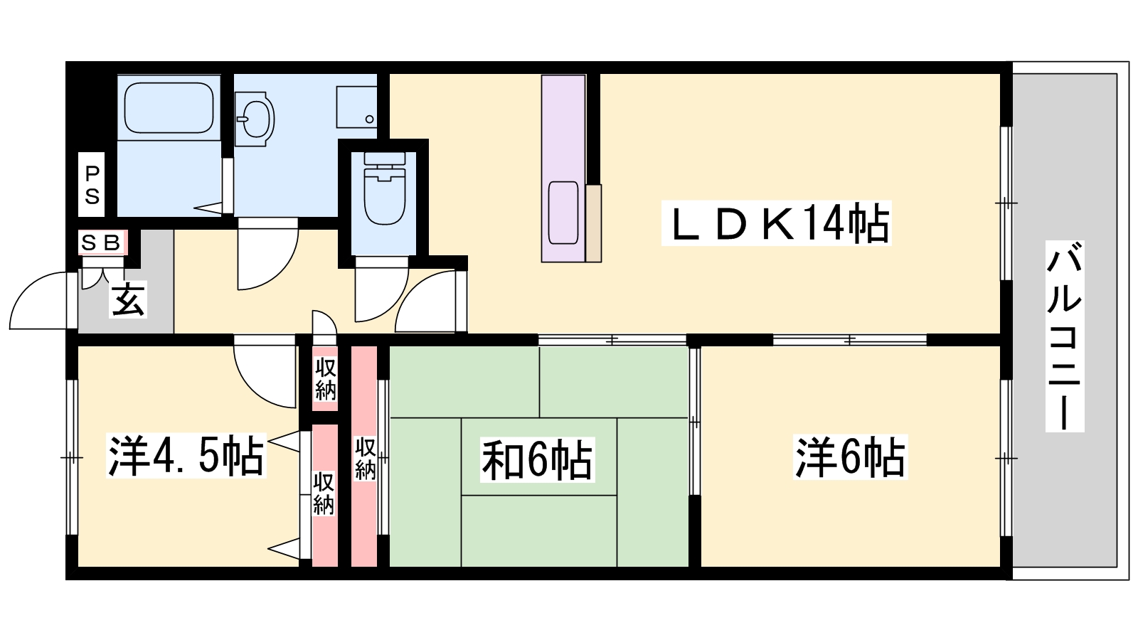 姫路市白浜町のマンションの間取り