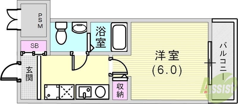 神戸市中央区中町通のマンションの間取り