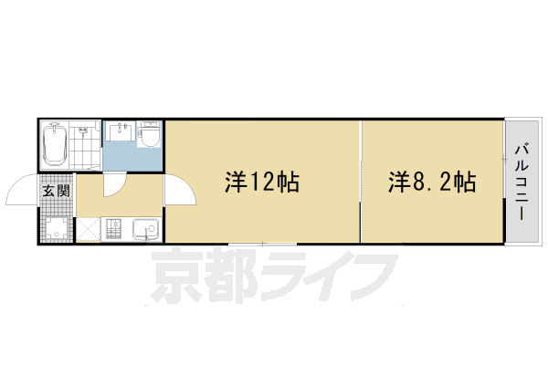 【京都市東山区弁財天町のアパートの間取り】