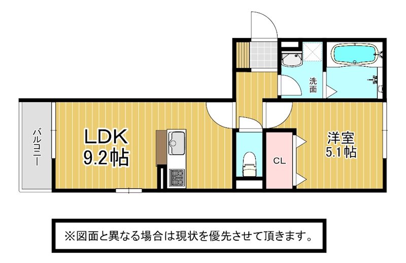 北九州市小倉北区熊谷のアパートの間取り