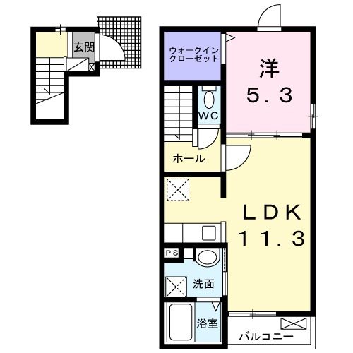 宇部市大字西岐波のアパートの間取り