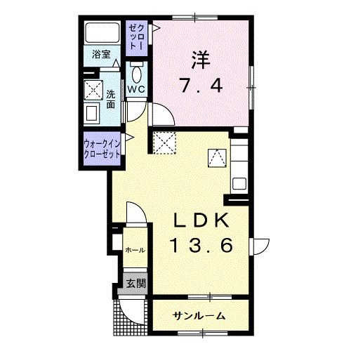 羽曳野市南恵我之荘のアパートの間取り