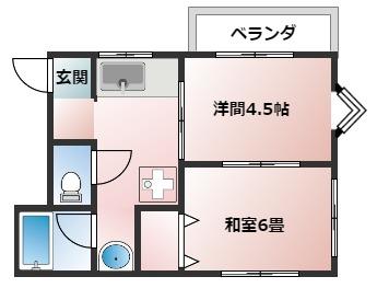 千葉市花見川区横戸町のアパートの間取り