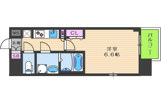 大阪市西区新町のマンションの間取り