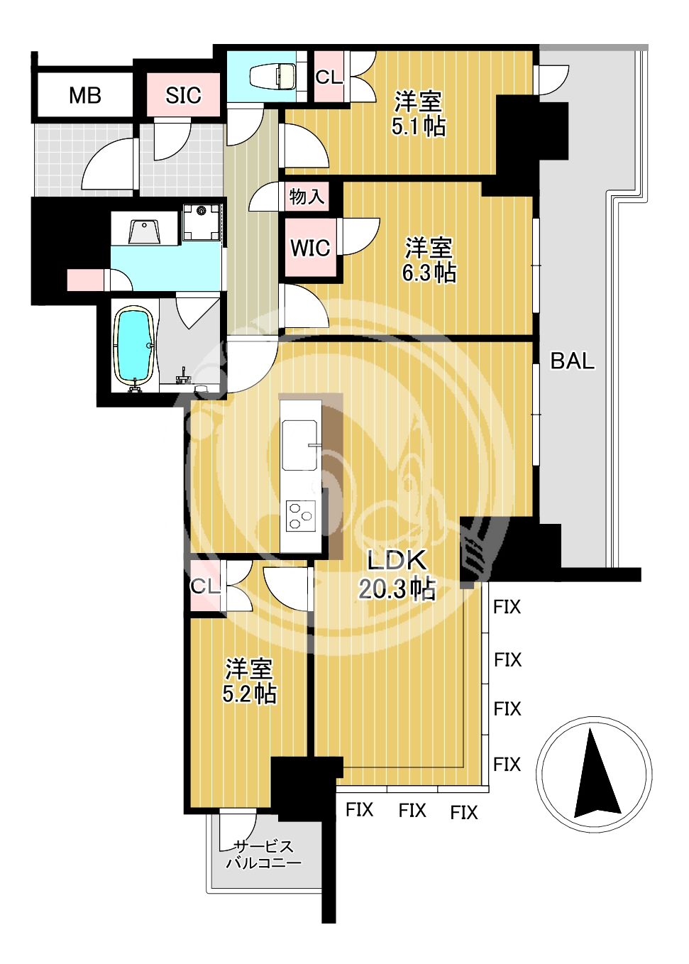 シエリアタワー大阪堀江の間取り