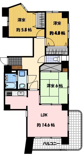 長崎市勝山町のマンションの間取り