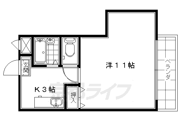 京都市東山区大和大路１丁目のマンションの間取り