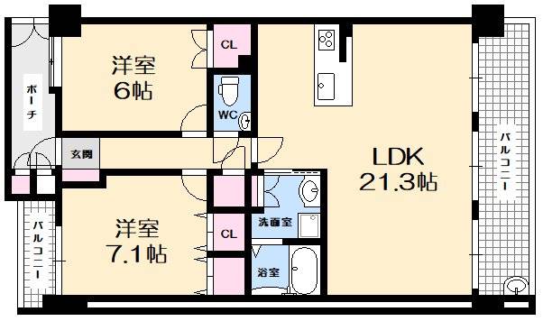 【広島市西区三滝本町のマンションの間取り】