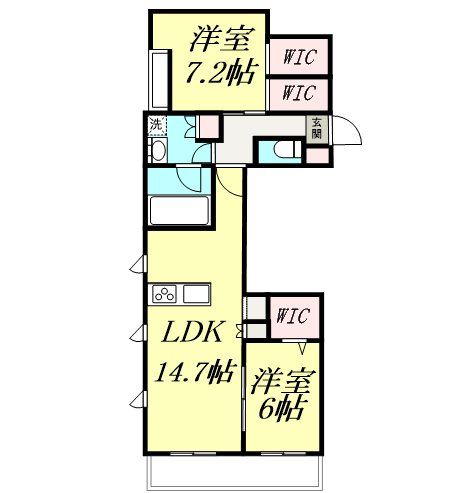 越谷市蒲生茜町のマンションの間取り